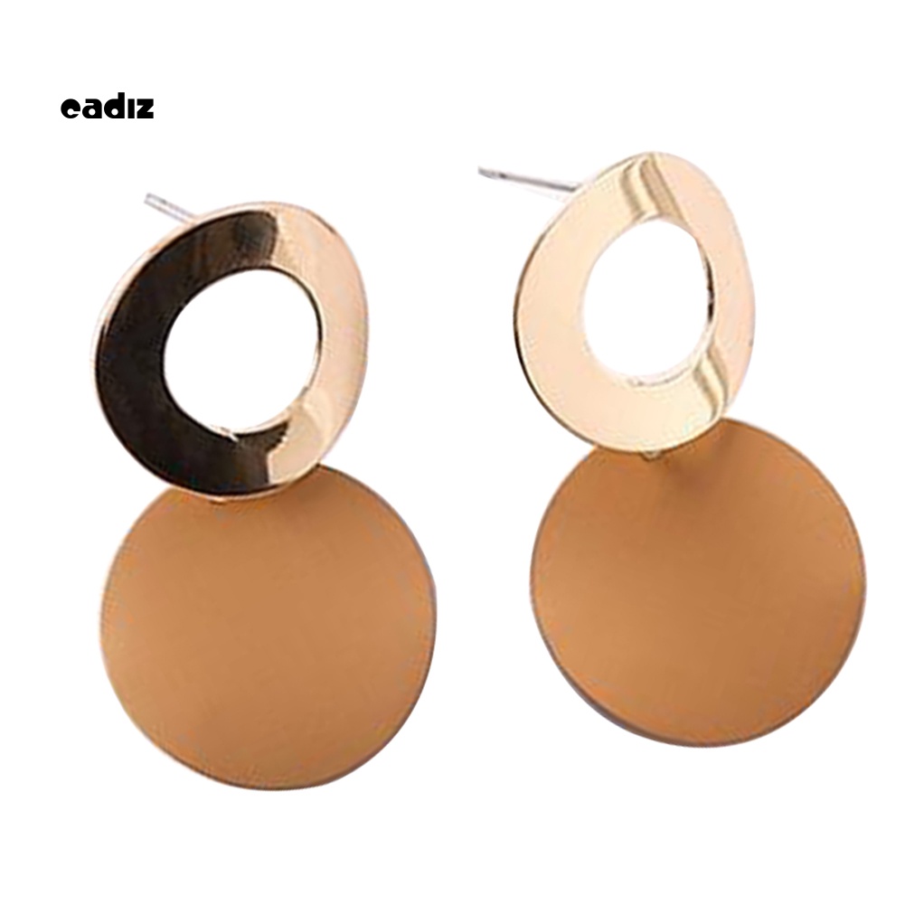 Bông Tai Dáng Dài Hình Tròn Thiết Kế Đơn Giản Thời Trang Cho Nữ