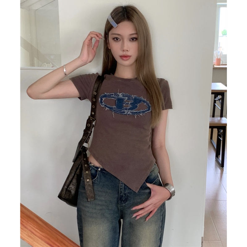 Áo Thun Tay Ngắn Dáng Ôm Thiết Kế Độc Đáo Thời Trang Mùa Hè Quyến Rũ Cho Nữ