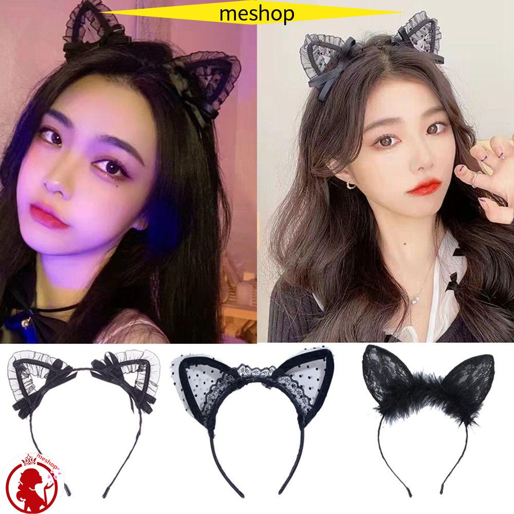 ME Băng Đô Tai Mèo Phối Ren Dễ Thương Dành Cho Tiệc Hóa Trang