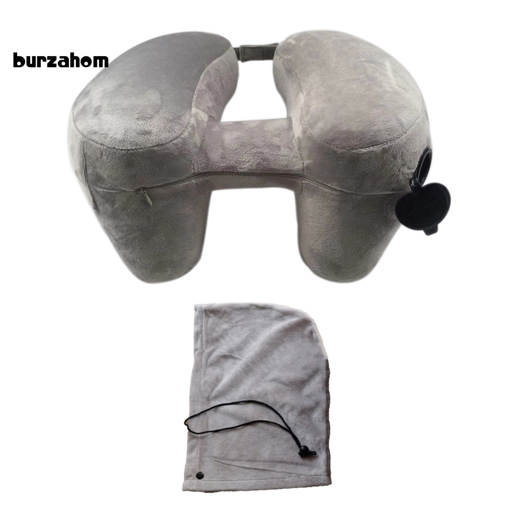 Gối Kê Cổ Bơm Hơi Mềm Mại Hình Chữ H Màu Trơn Có Van Điện Thoại Di Động