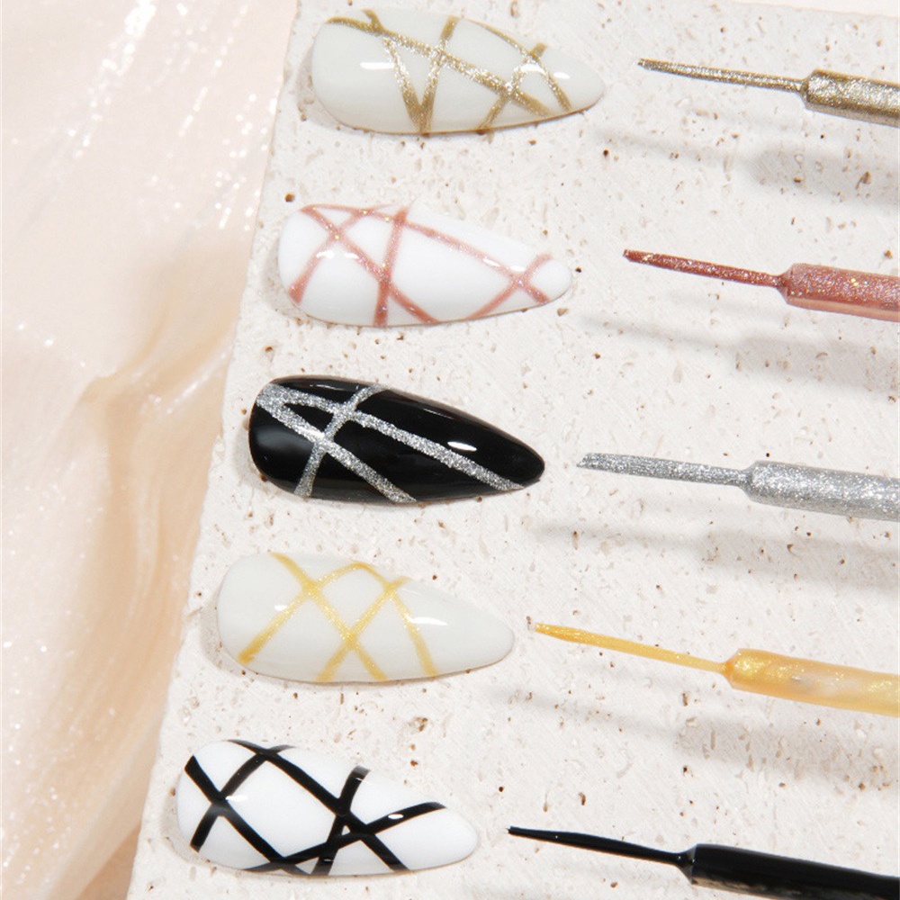 Keo Dán Móng Tay UV Gel Màu Vàng / Bạc / Đen Chuyên Dụng Chất Lượng Cao