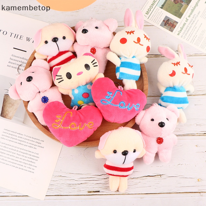 Set 2 Móc Khóa Hình Thú Nhồi Bông 6-10cm Dễ Thương