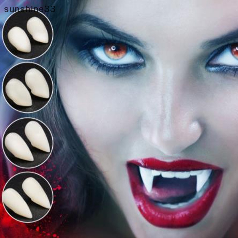 1 Cặp Răng Ma Cà Rồng Giả 11MM Tự Dính Dùng Hóa Trang Tiệc Halloween