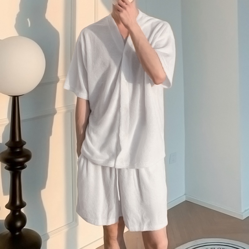 INCERUN Set Áo Thun Tay Ngắn + Quần Short Dáng Rộng Năng Động Hợp Thời Trang Cho Nam