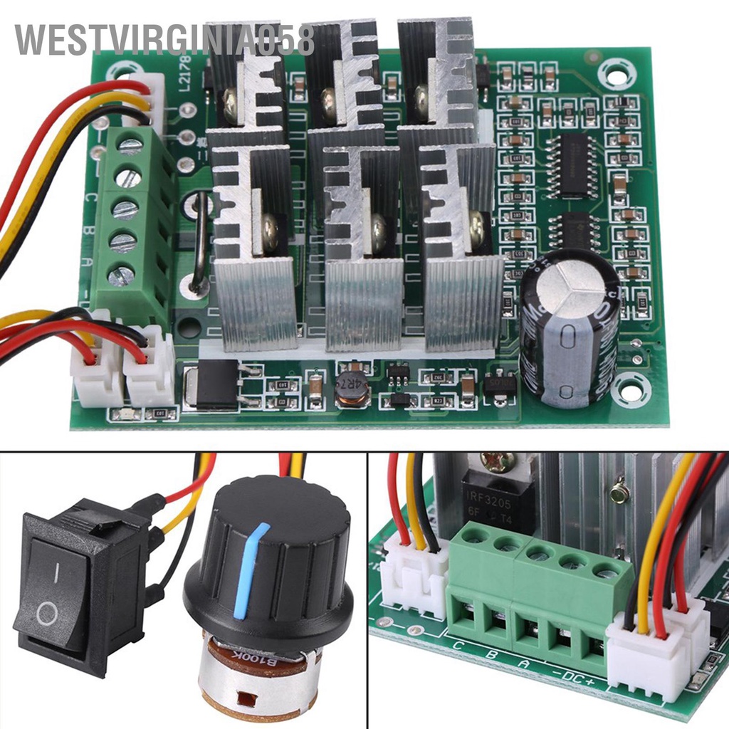 Westvirginia058 Điều khiển tốc độ động cơ không chổi than 3 pha DC 5V‑36V 15A Công tắc đảo chiều CW CCW
