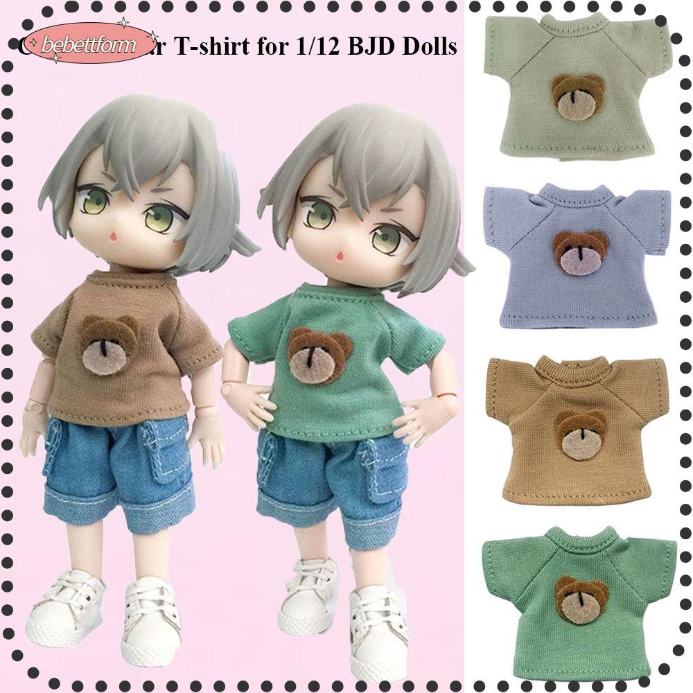 BEBETTERM Áo Thun Cotton Kẻ Sọc Họa Tiết Gấu Hoạt Hình Chất Lượng Cao