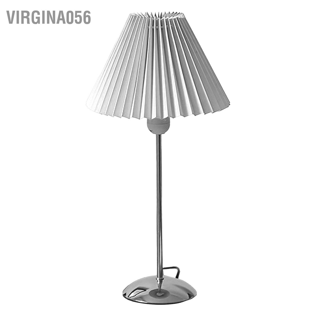 Virgina056 Đèn bàn Đầu giường bằng kim loại ngủ có Chụp đèn xếp li vải cho Phòng khách
