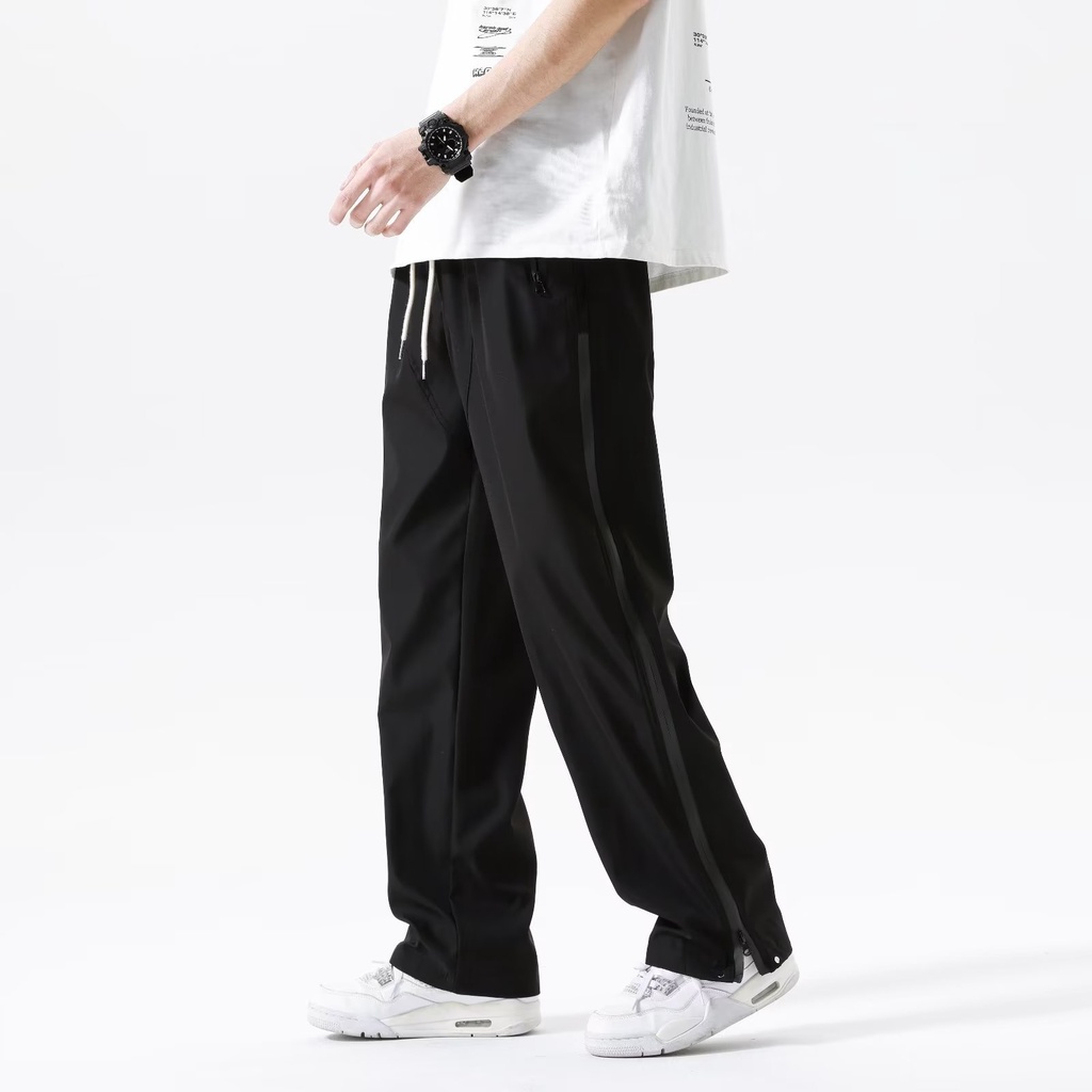 Quần Dài Dáng Rộng Có Khóa Kéo Phong Cách Thời Trang Đường Phố Mỹ Cho Nam Giới