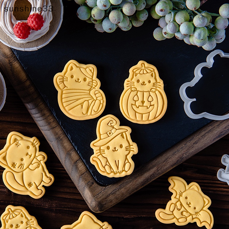 Khuôn Làm Bánh Quy Hình Mèo Hoạt Hình Phong Cách Halloween