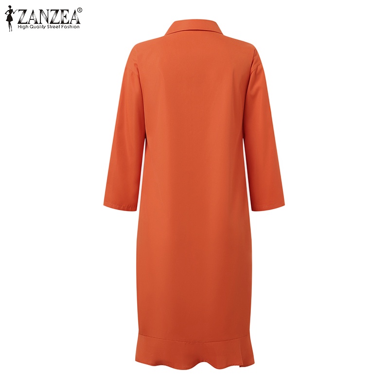 Zanzea Đầm Nữ Tay 3 / 4 Phong Cách Vintage Xinh Xắn