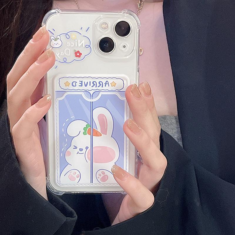 Ốp Điện Thoại TPU Mềm Trong Suốt Có Ngăn Đựng Thẻ Cho Iphone 14 Plus 13 Pro Max 12 11 X Xs Xr 8 7