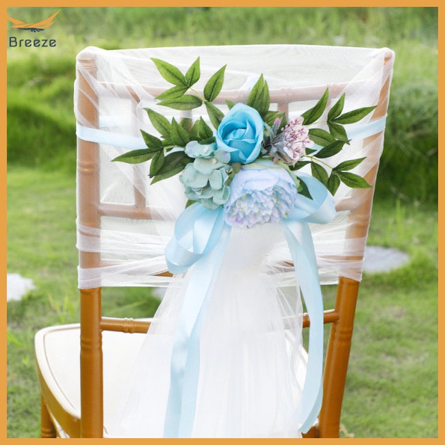 Hoa Hồng Thắt Lưng Ghế Ngồi Kèm Dây Ruy Băng Trang Trí Tiệc Cưới Nhà Thờ