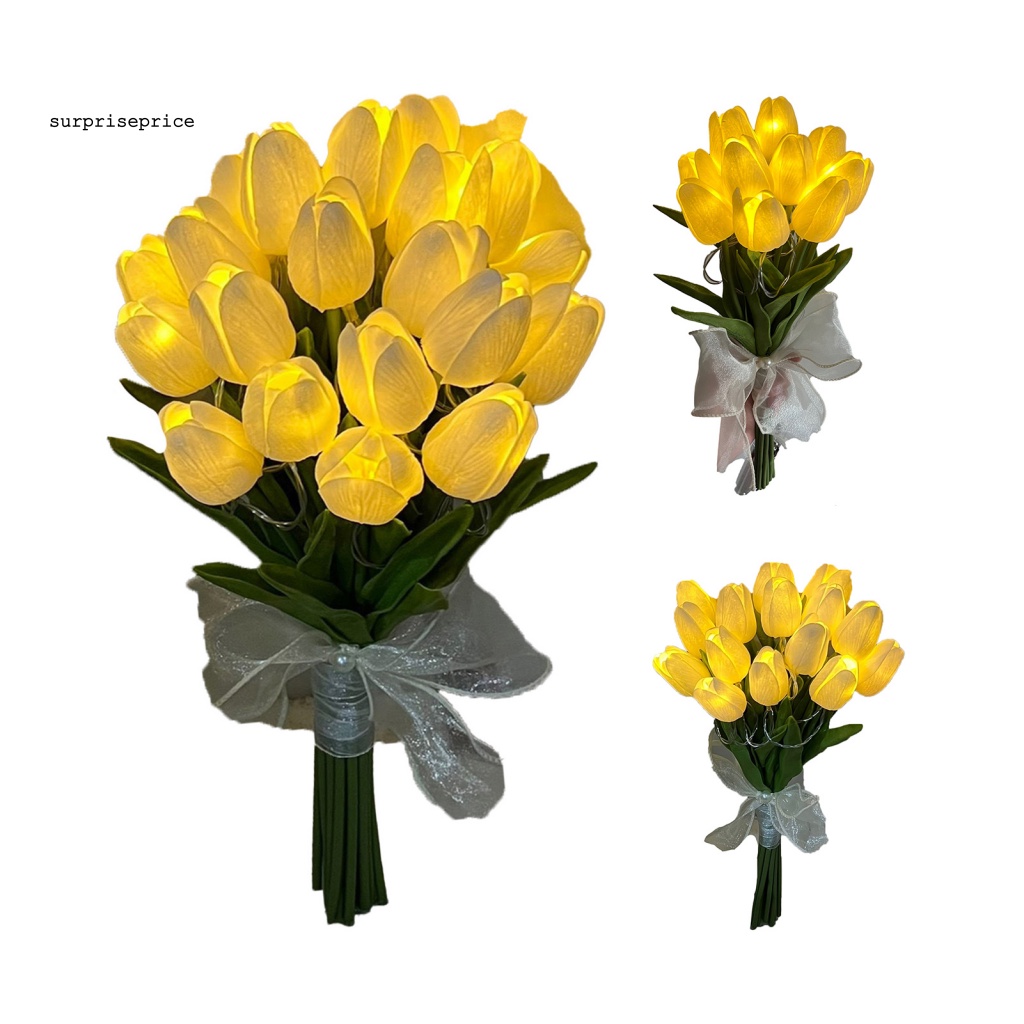 Hoa Tulip Nhân Tạo Có Đèn LED Phát Sáng Trong Đêm Dùng Trang Trí Nhà