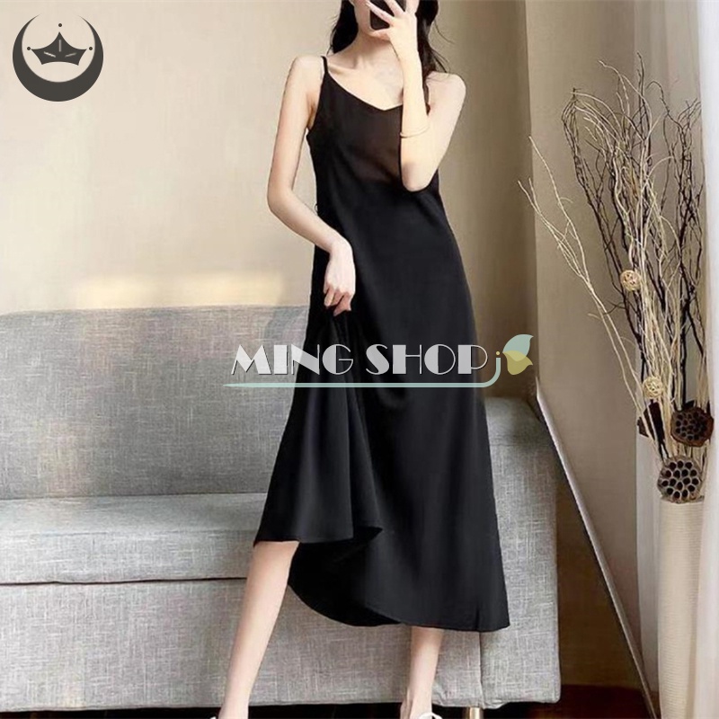 Đầm Dài Không Tay Màu Trơn Đơn Giản Thanh Lịch Dành Cho Nữ