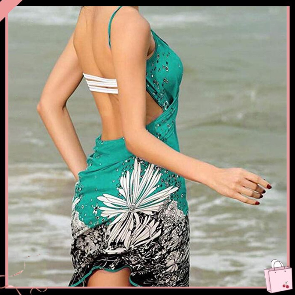 Đầm Che Phủ Cổ Chữ V In Họa Tiết Hoa Thời Trang Đi Biển Mùa Hè Quyến Rũ Cho Nữ