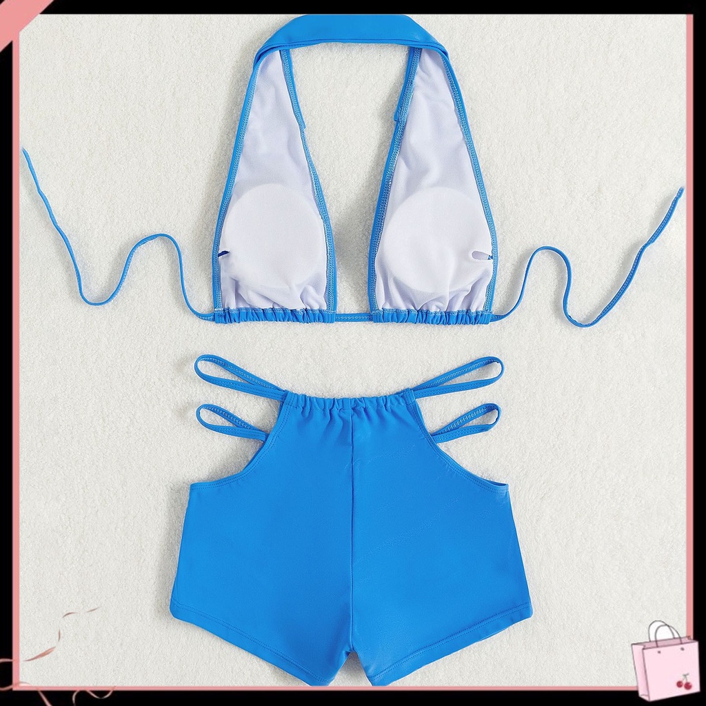 Bộ Đồ Bơi Bikini Hai Mảnh Màu Sắc Trơn Quyến Rũ Dành Cho Nữ