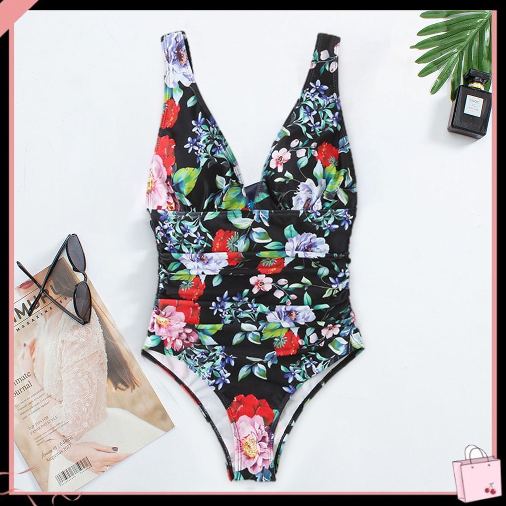 Bộ Đồ Bơi Cổ Chữ V Lưng Cao In Hoa Thời Trang Mùa Hè Quyến Rũ Cho Nữ
