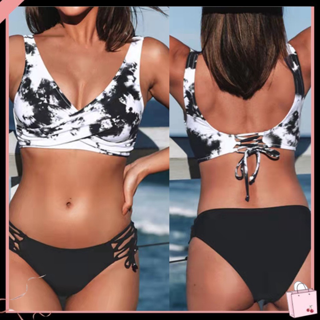 Bộ Đồ Bơi Bikini Hai Mảnh Có Đệm Nâng Ngực In Họa Tiết Lá Cây Dành Cho Nữ