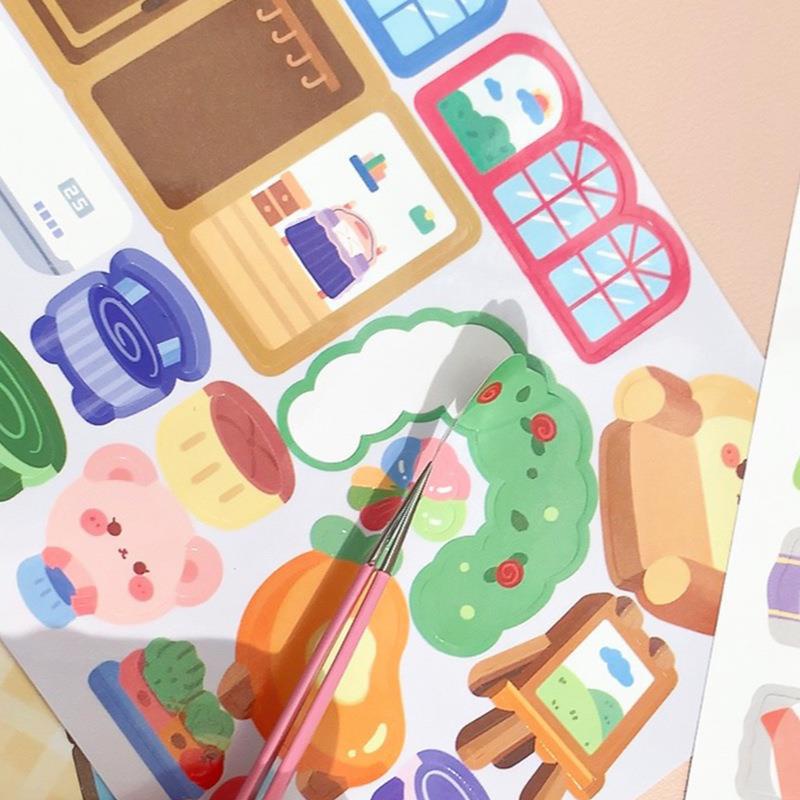 Bộ 18 Tấm Sticker Giấy Dán Trang Trí Sổ Tay DIY Hình Động Vật Dễ Thương