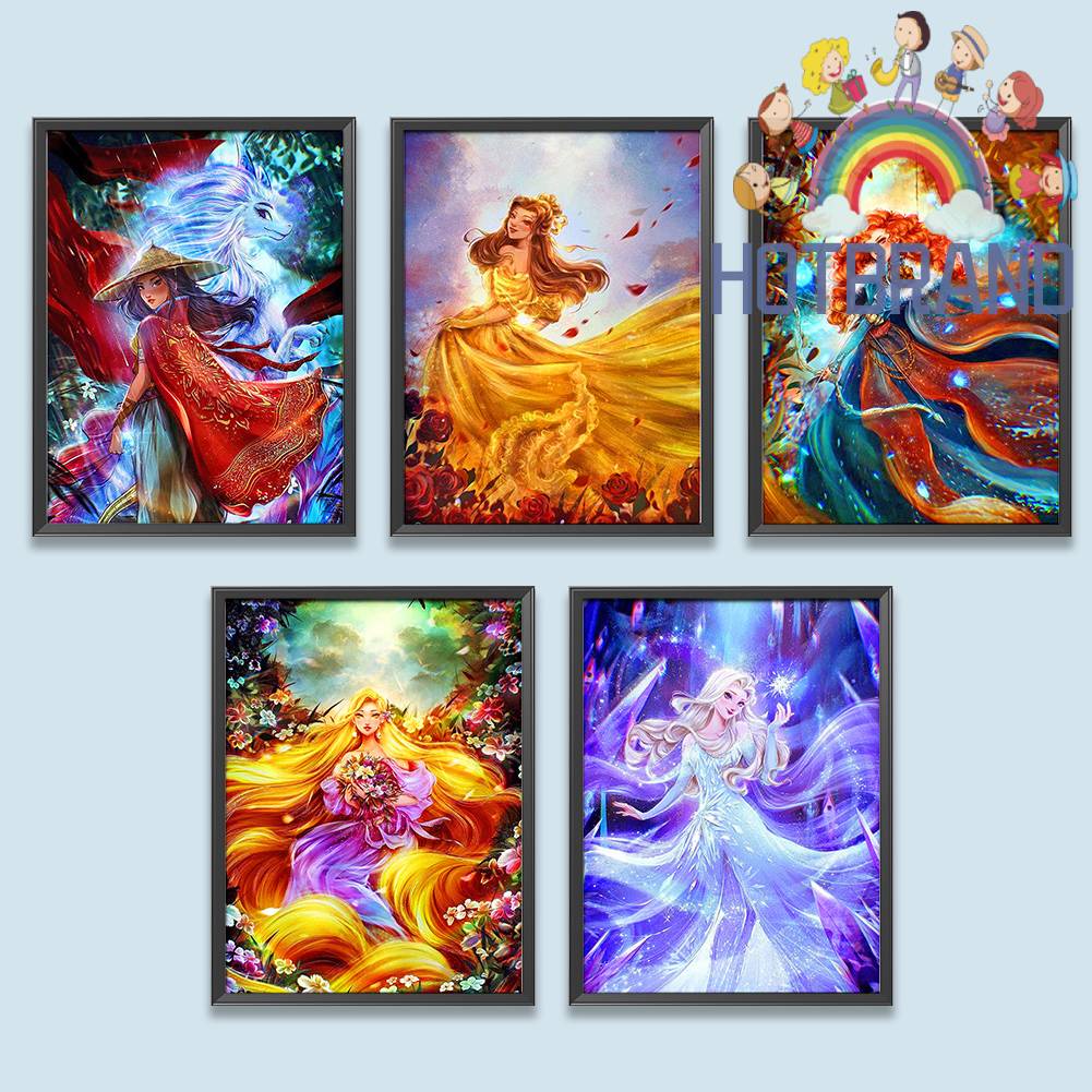 Tranh Đính Đá Kim Cương Toàn Bộ 5D DIY Hình Vẽ Công Chúa