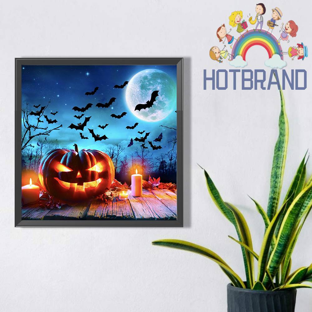 Tranh Đính Đá Kim Cương Toàn Bộ 5D DIY Hình Vẽ Halloween Trang Trí Nhà Cửa