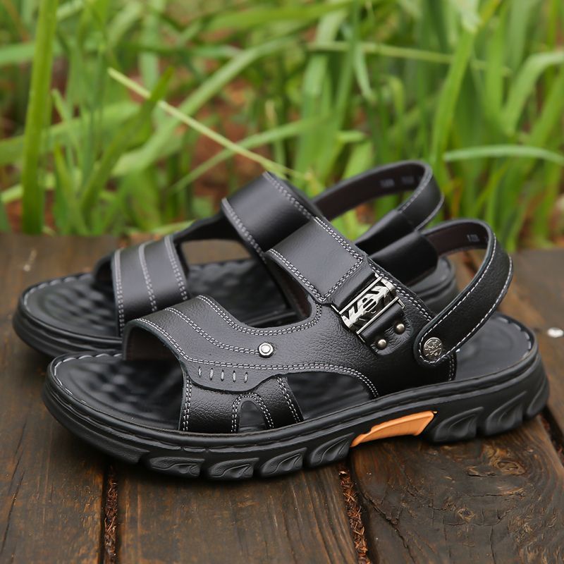 Giày Sandal Da Bò Thật Đế Dày Sử Dụng Kép Thời Trang Mùa Hè Cho Nam