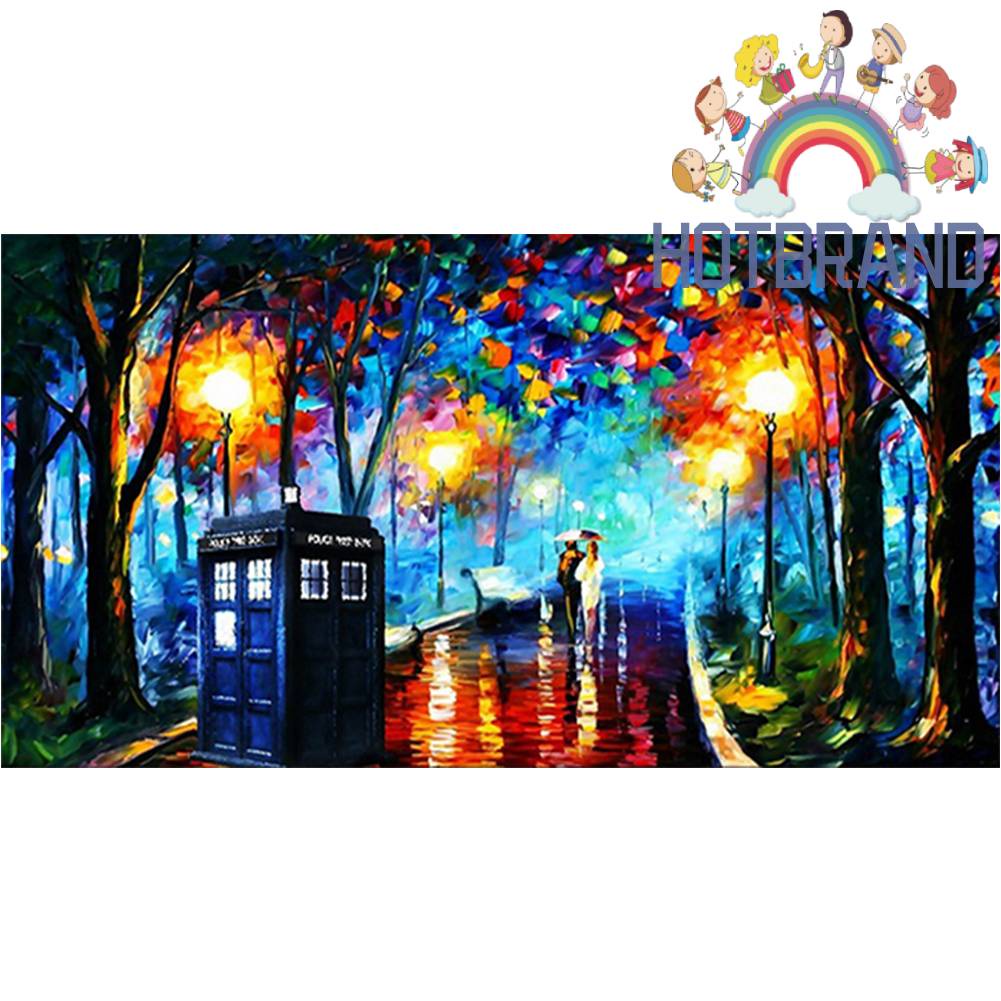 Tranh Đính Đá Kim Cương Toàn Bộ 5D DIY Hình Vẽ Đêm Mưa