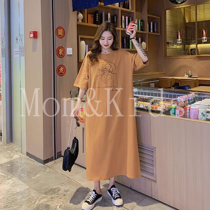 Ready Stock Đầm Dài Qua Gối Dáng Rộng Phong Cách Hàn Quốc Thời Trang Mùa Hè Mới Dành Cho Mẹ Bầu