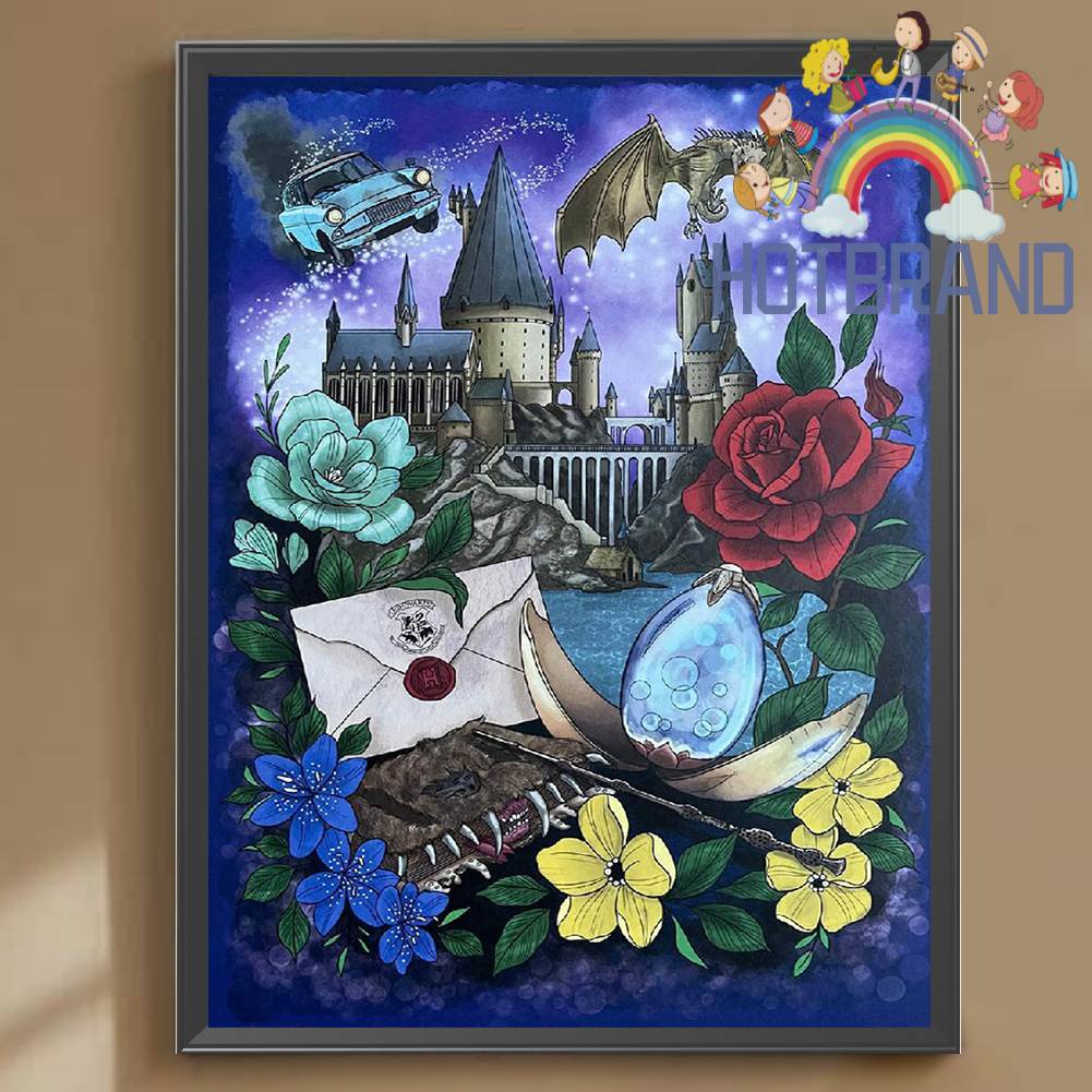 Tranh Đính Đá Kim Cương Toàn Bộ 5D DIY Hình Vẽ Lâu Đài Hoa