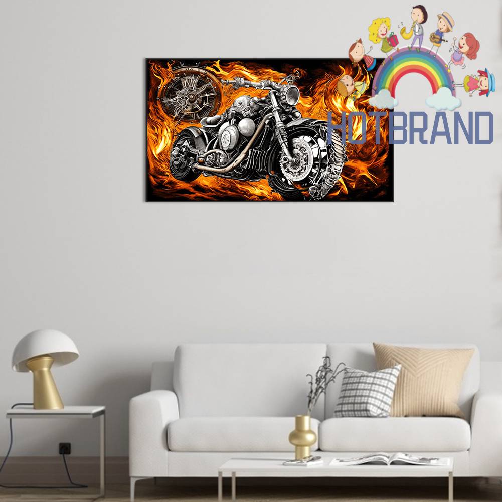 Tranh Đính Đá Kim Cương Toàn Bộ 5D DIY Hình Vẽ Xe Mô Tô