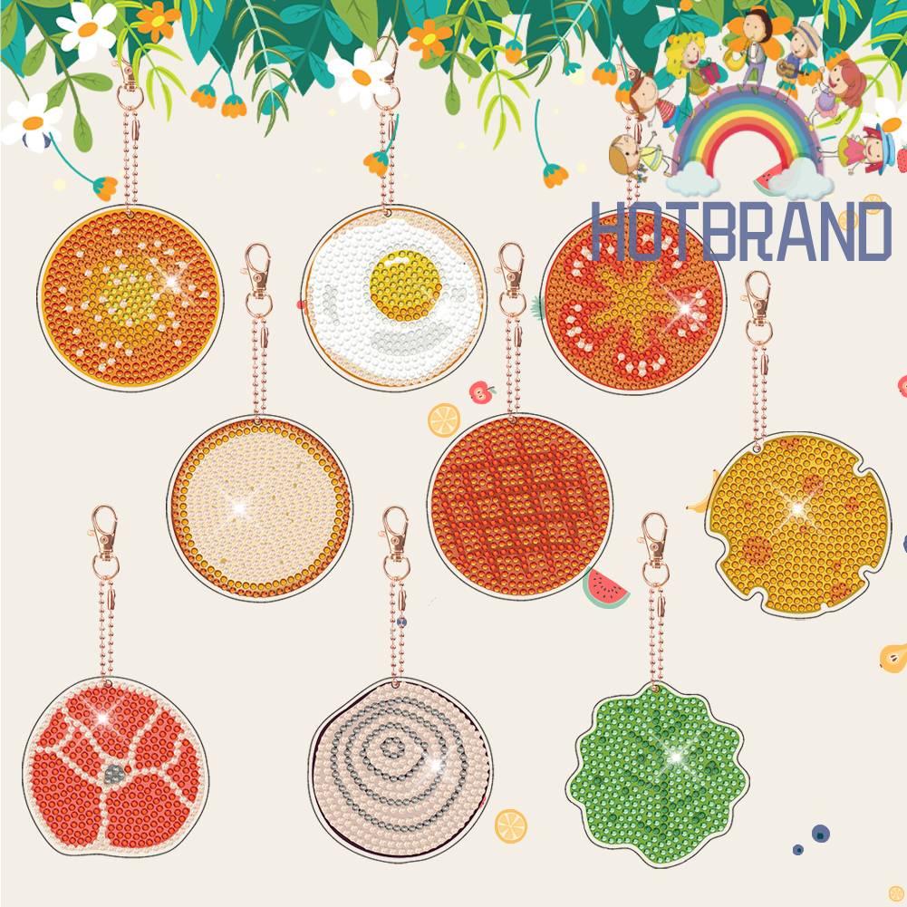 Set 9 Móc Khóa Đính Đá 5D DIY Hình Gấu Trúc Dễ Thương