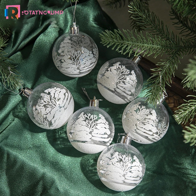 Set 6 Quả Cầu Tuyết Trong Suốt Trang Trí Cây Thông Noel