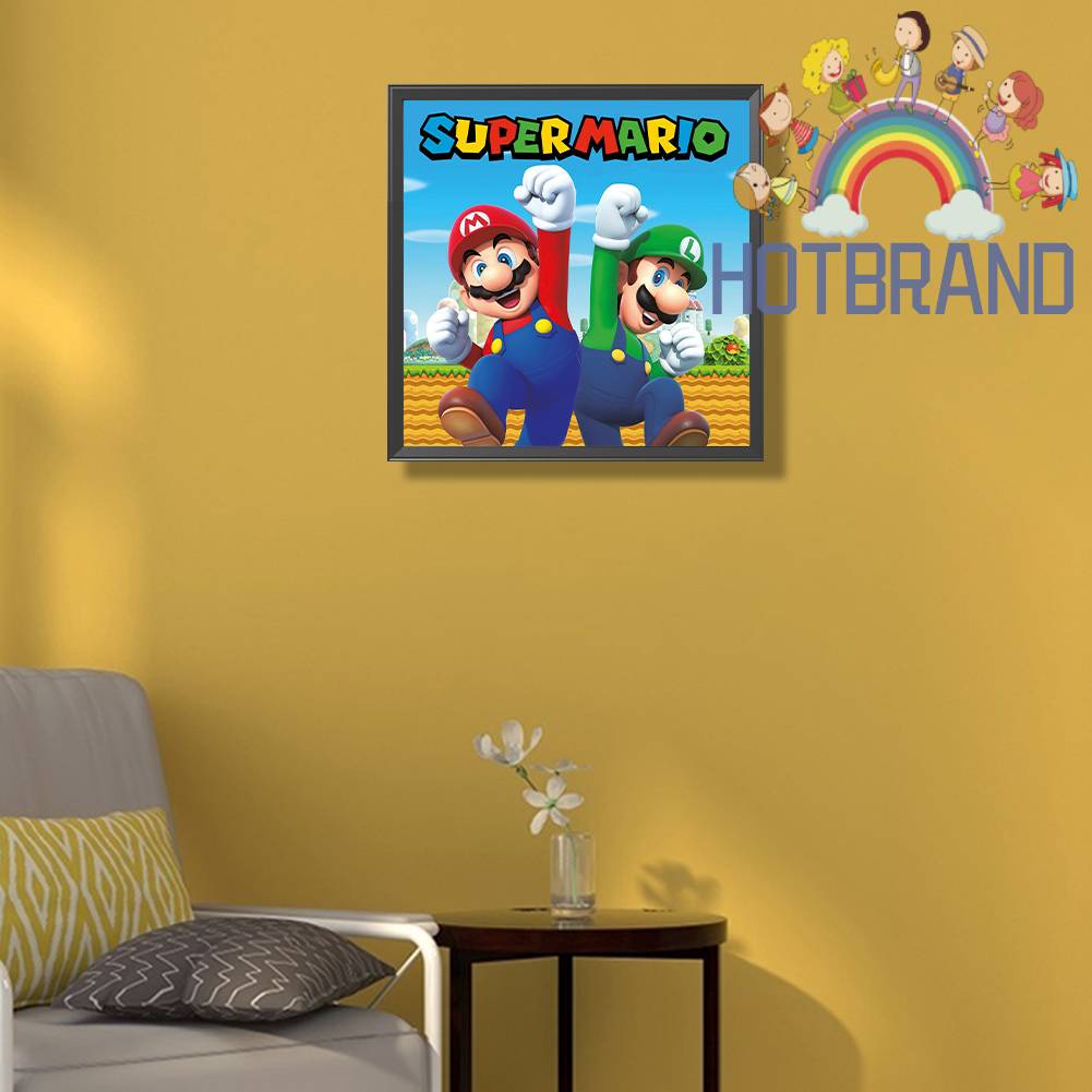 Tranh Đính Đá Kim Cương Toàn Bộ 5D DIY Hình Vẽ Super Mario
