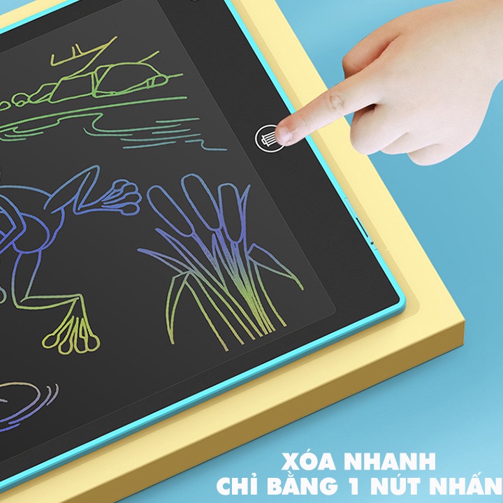 Bảng vẽ điện tử, bảng vẽ tự xóa thông minh cho bé màn hình to nhỏ LCD 8.5in, 10in, 12in đa màu, an toàn cho bé