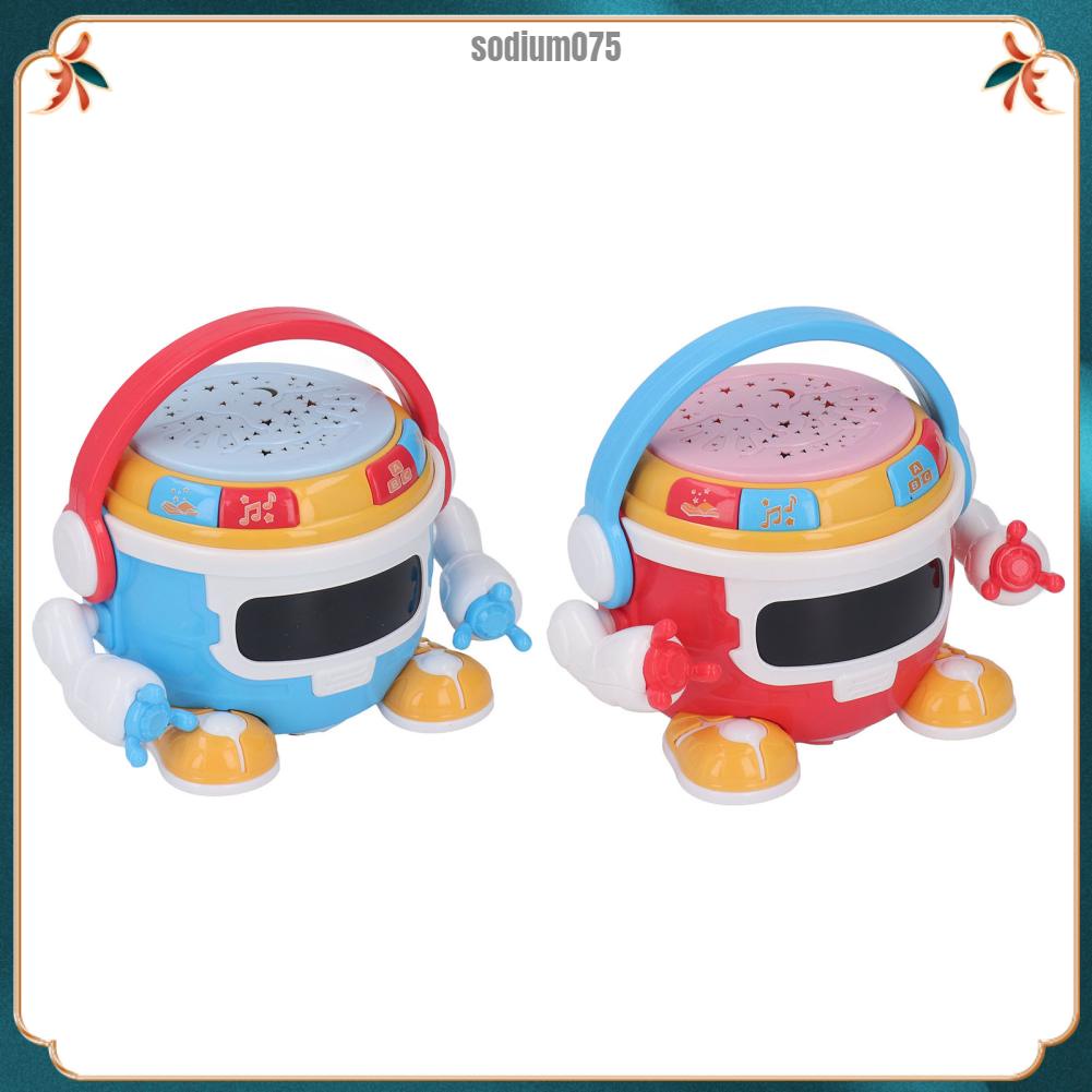 Sodium075 Bé Trống Đồ Chơi Robot Xoay 360 ° Nhạc Ánh Sáng Chiếu Hình Trụ Giáo Dục Trẻ Em Bộ Gõ Quà Tặng