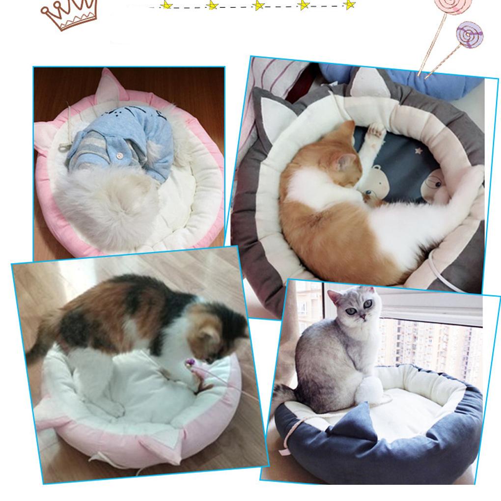 Giường Ngủ Cho Thú Cưng Hình Tròn Bằng Vải Cotton Và Vải Nỉ Mềm Mại Thoải Mái Dễ Lau Chùi Màu Xám M