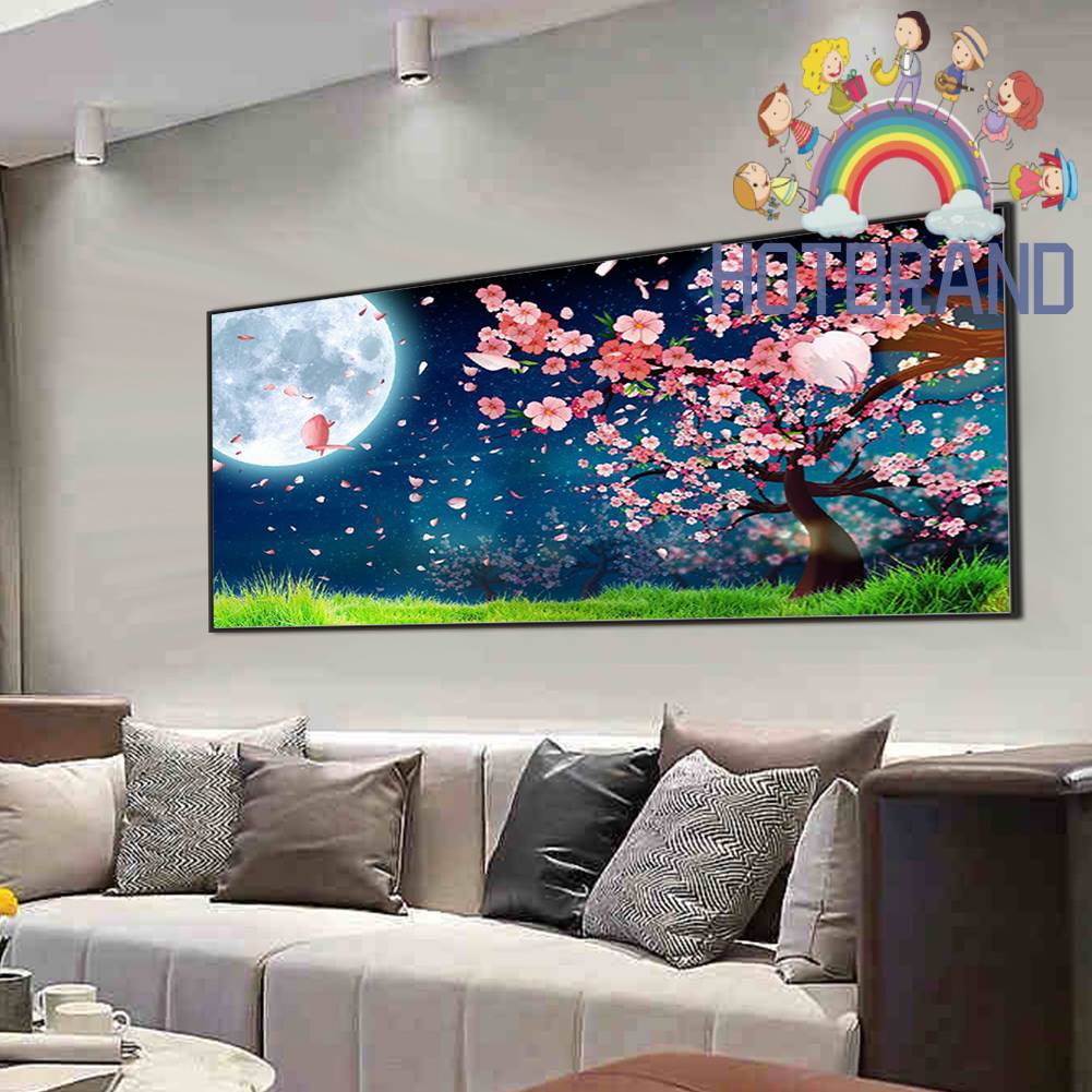 Tranh Đính Đá Kim Cương Toàn Bộ 5D DIY Hình Vẽ Hoa Đào
