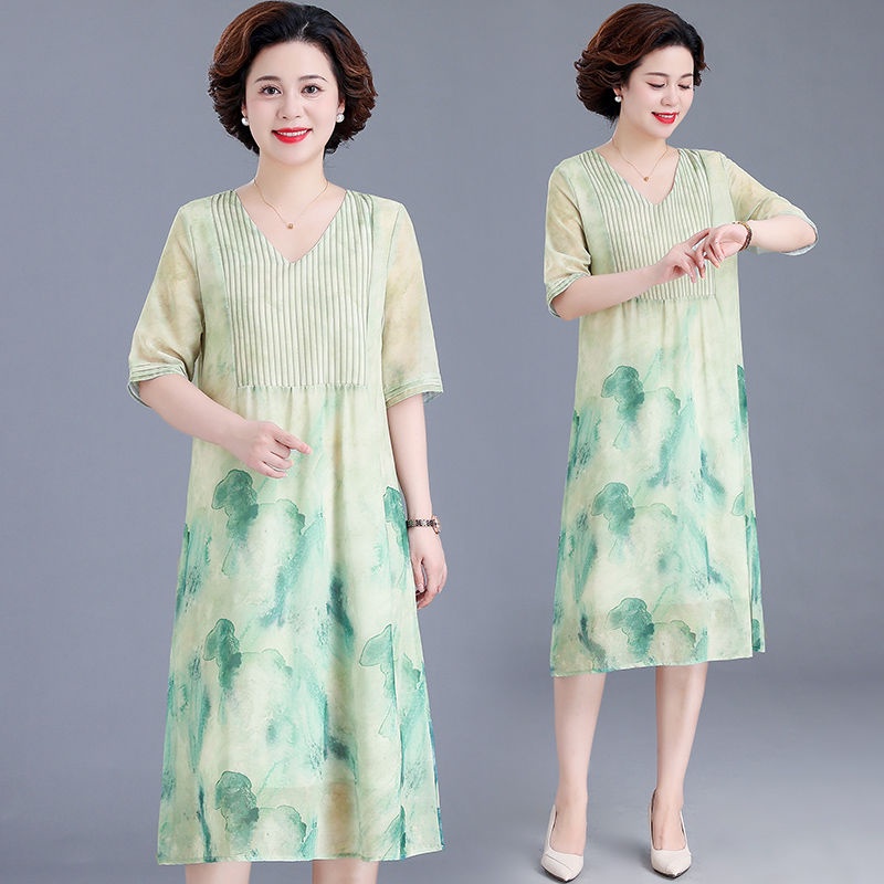 Đầm Chữ a Dáng Rộng Thời Trang Mùa Hè Giản Dị Dành Cho Phụ Nữ Trung Niên