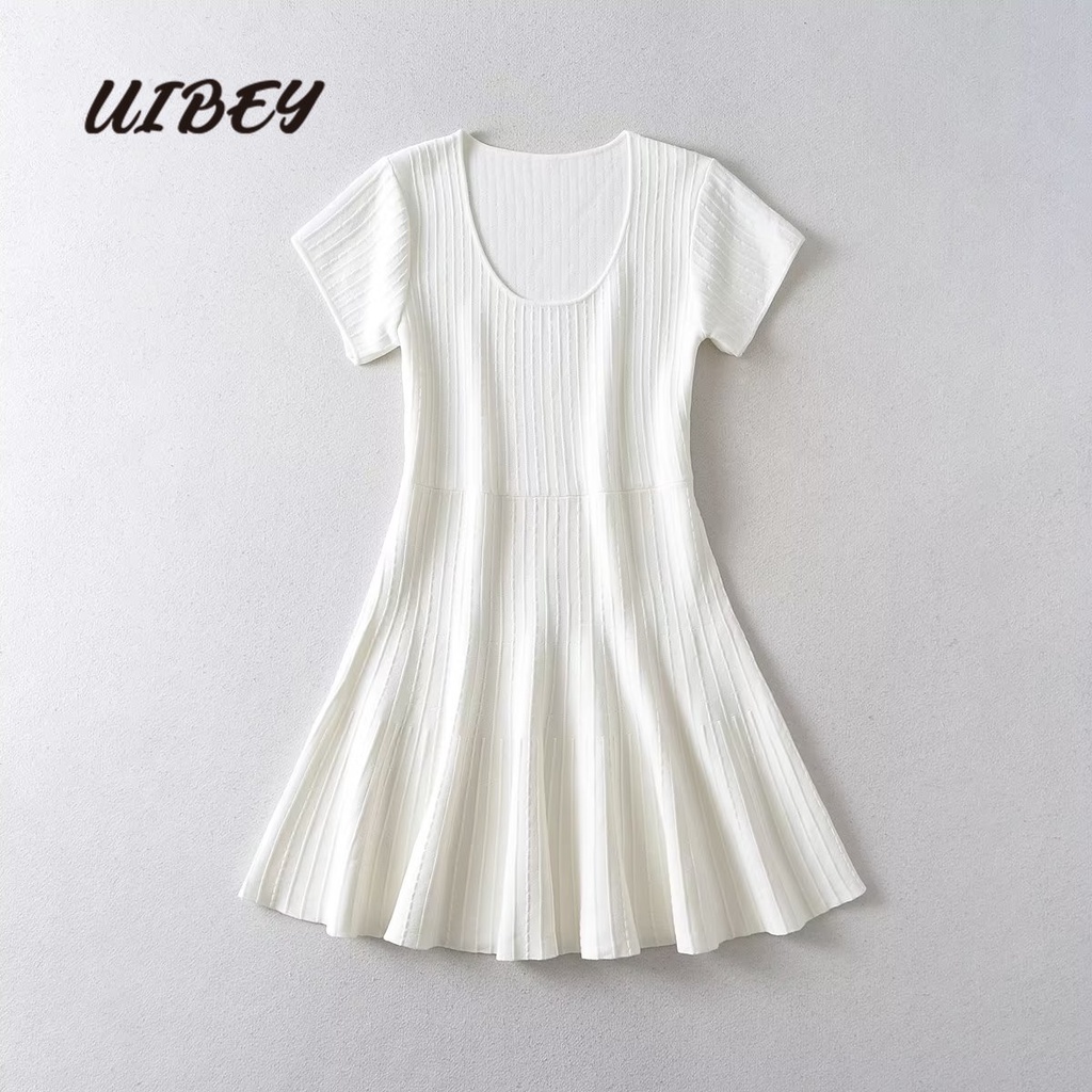 Uibey Đầm Dệt Kim Mỏng Cổ Tròn Thời Trang Cho Nữ 2497