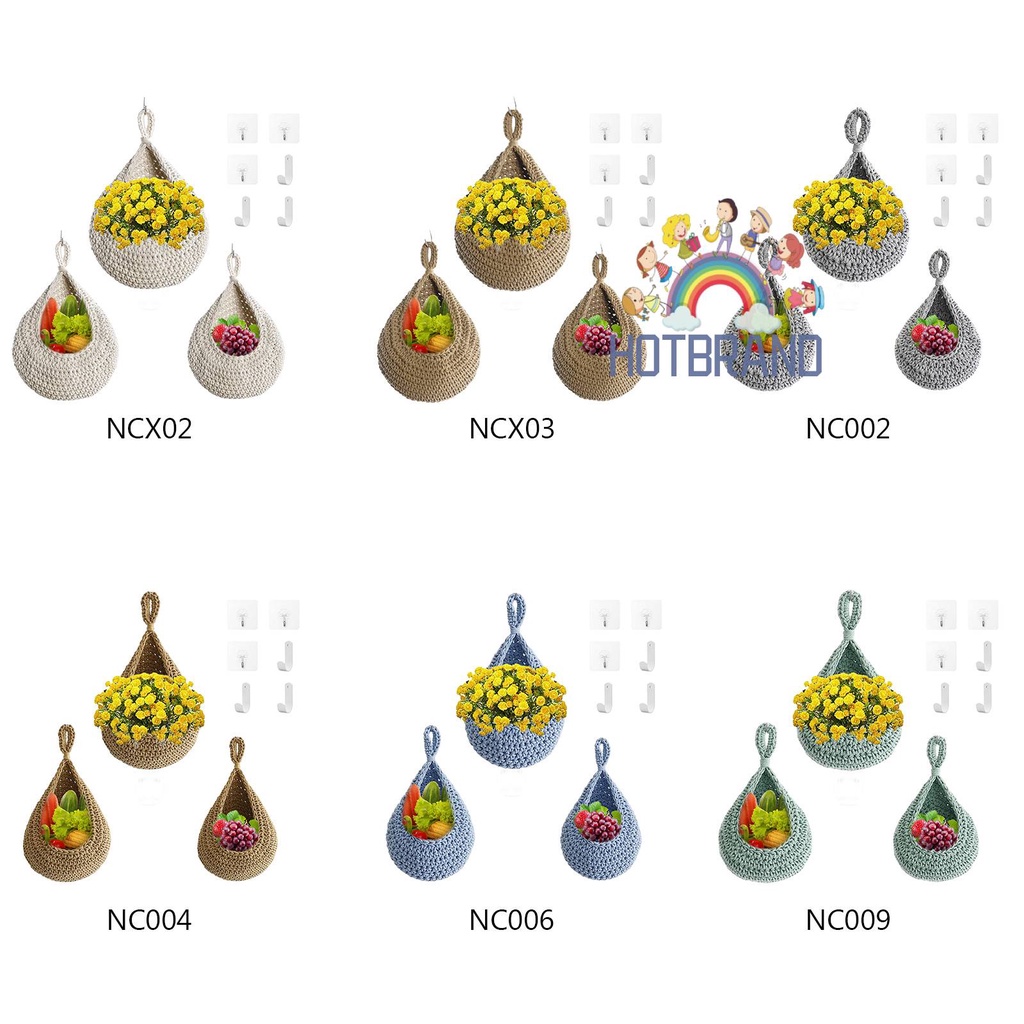 Bộ 3 Rổ Đựng Trái Cây 6 Móc Treo Tiện Lợi