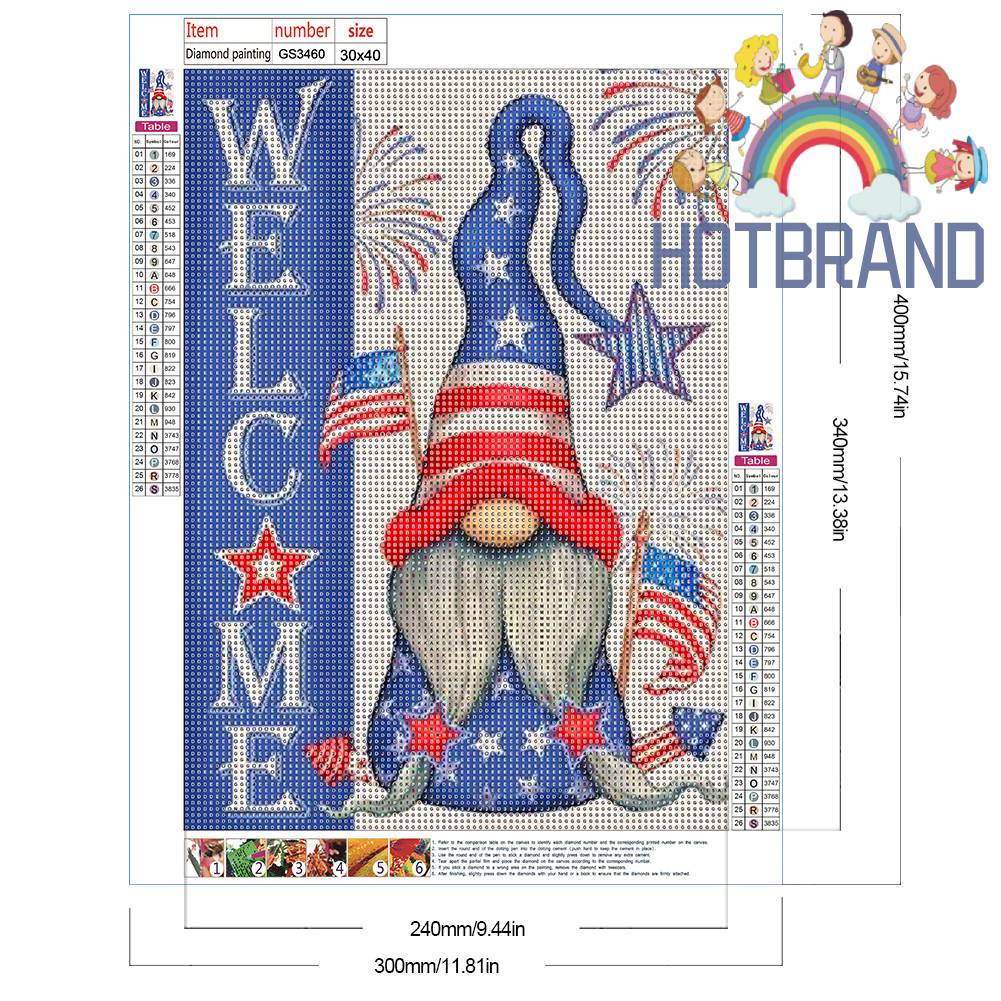 Tranh Đính Đá Kim Cương Toàn Bộ 5D DIY Hình Vẽ Ngày Độc Lập Goblin