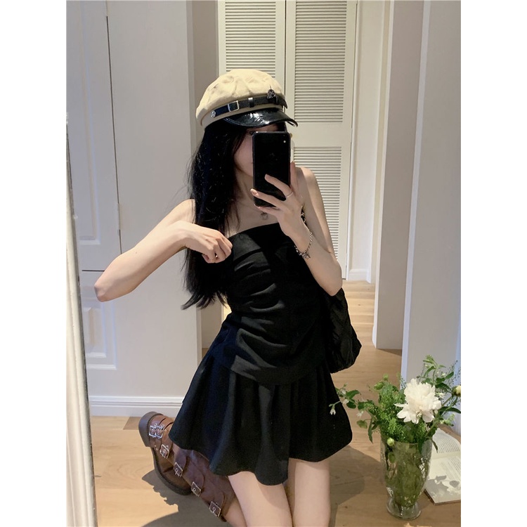 Bộ Áo Ống + Chân Váy Ngắn Lưng Cao Thời Trang Mùa Hè Cho Nữ