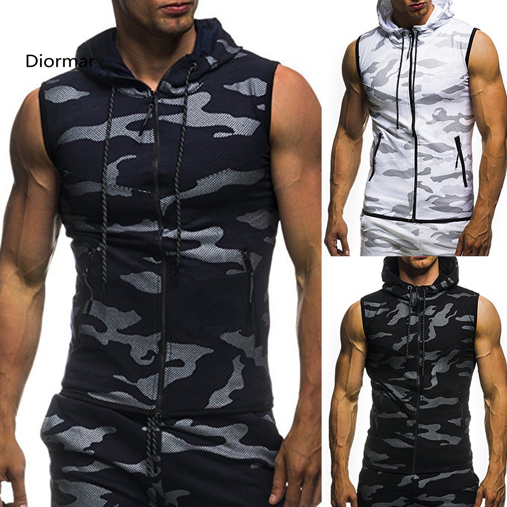 Áo Hoodie Sát Nách Phối Lưới Họa Tiết Rằn Ri Thời Trang Mùa Hè Cho Nam