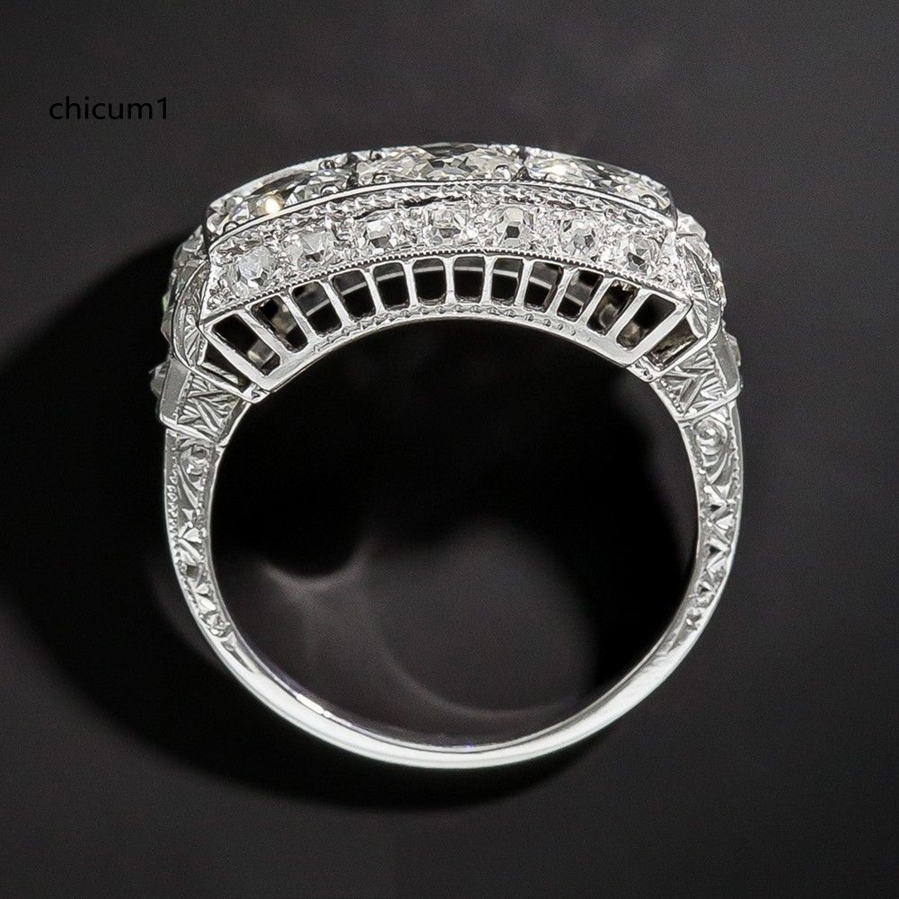 Nhẫn Đính Hôn Mạ Bạc Đính Đá Topaz Thanh Lịch