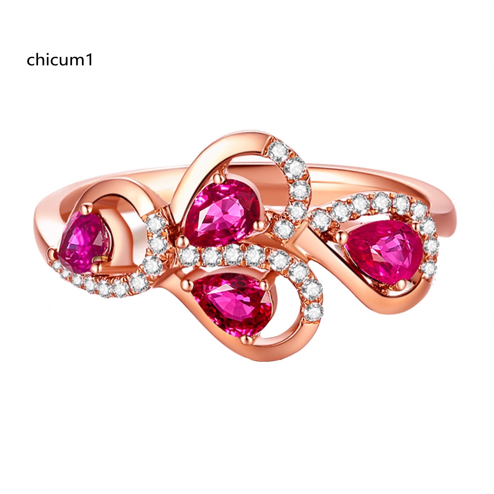 Nhẫn Hợp Kim Đính Đá Hồng Ngọc Nhân Tạo Thời Trang Cho Nữ