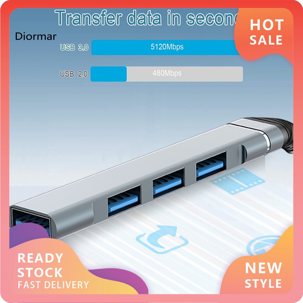 Bộ Hub Truyền Dữ Liệu Tốc Độ Cao 4 Trong 1 Bằng Hợp Kim Nhôm Siêu Mỏng Chống Nhiễu Cho Laptop / Máy Tính
