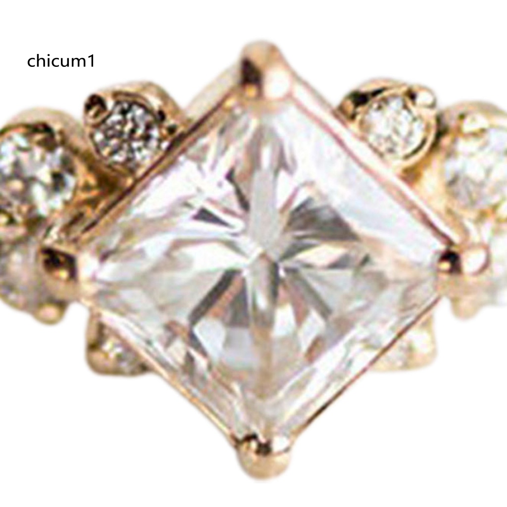 Nhẫn Cưới Mặt Vuông Đính Đá Zircon Thanh Lịch Cho Nữ