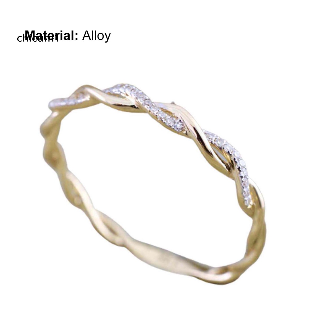 Nhẫn Cưới Xoắn Ốc Đính Đá Lấp Lánh Tinh Tế Cho Nữ