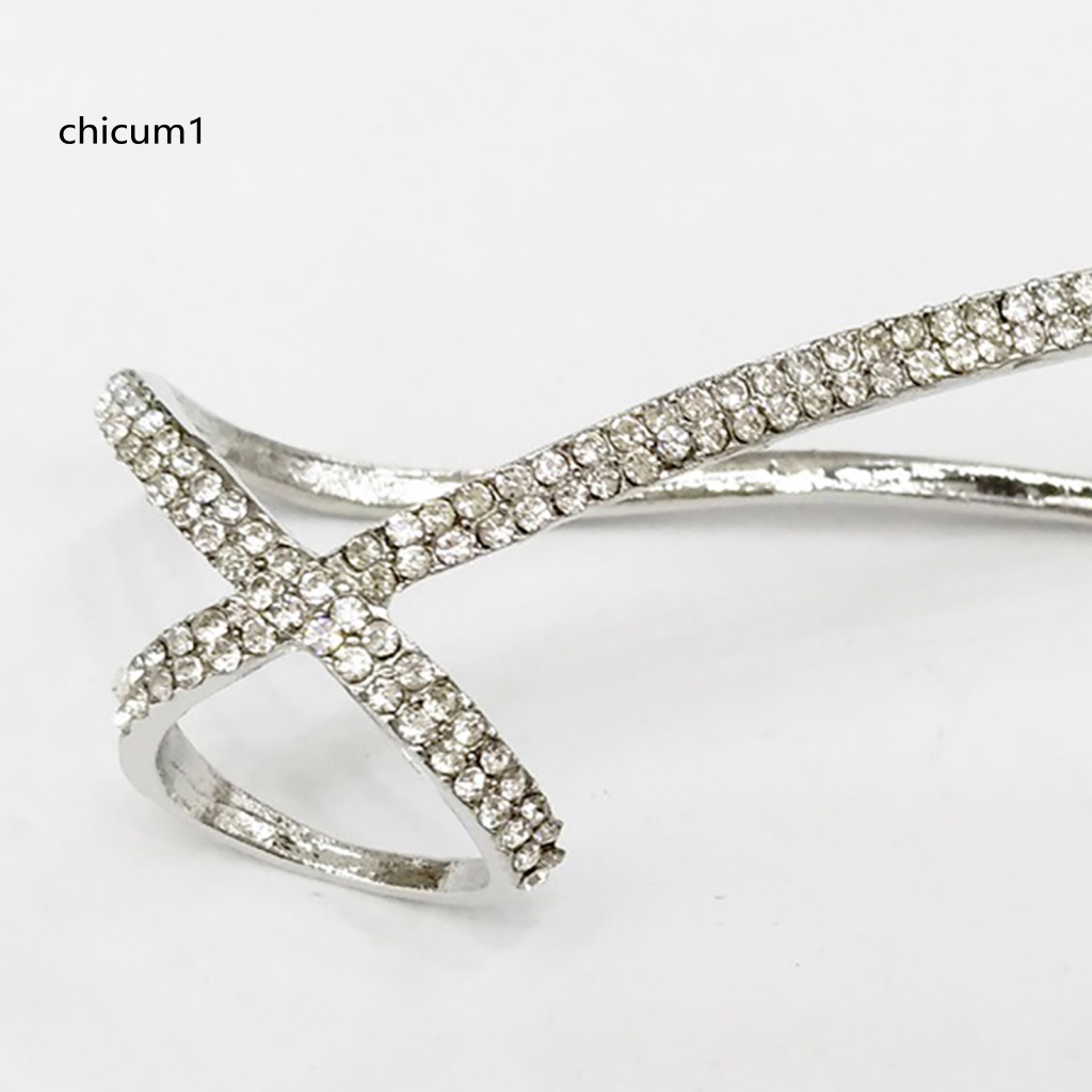 Vòng Đeo Tay Kèm Nhẫn Hình Cây Cọ Đính Đá Lấp Lánh Thời Trang Dự Tiệc