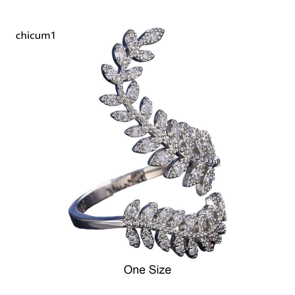 Nhẫn Đeo Tay CC Hình Chiếc Lá Màu Sắc Duyên Dáng Có Thể Điều Chỉnh Kích Thước